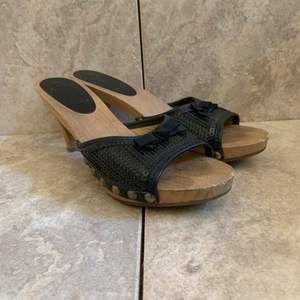 Vintage MIU MIU by Prada Wooden Clog Heels 39 1/2